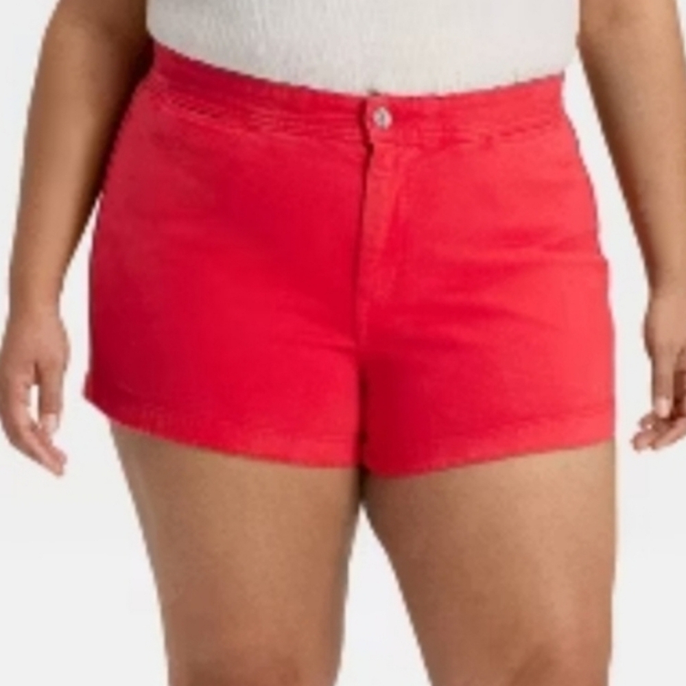 NWT Ava & Viv High Rise Smart Shorts In Red Size Woman's 18